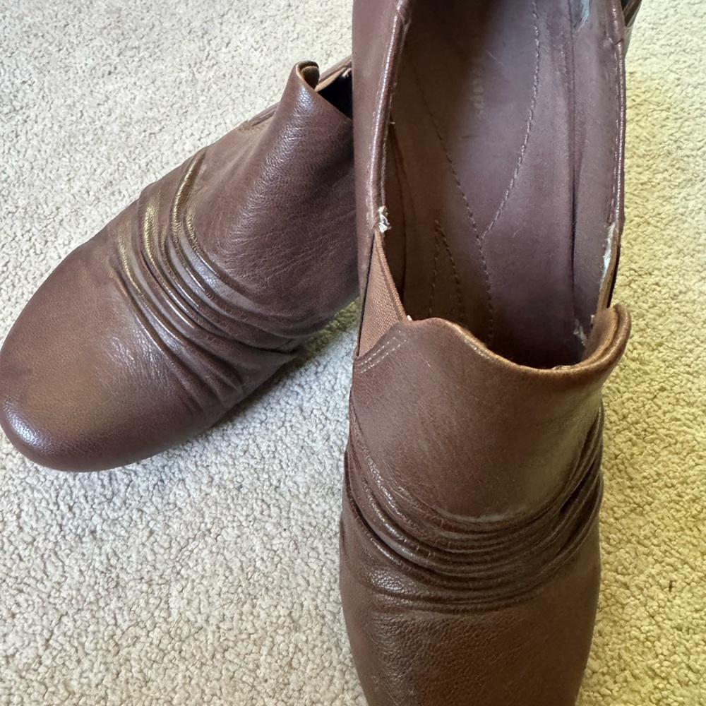 BareTraps Brown Ankle Booties Slip-On Comfort